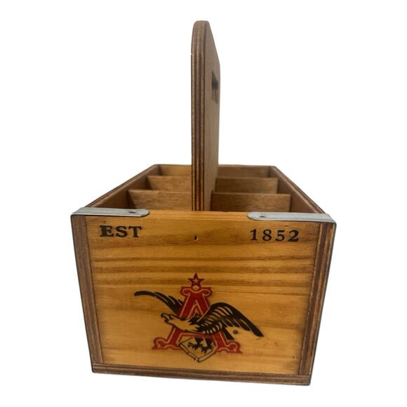 The Whisperwood Collection Anheuser-Busch Wooden 6 Pack Beer Bottle Carrier USA - Picture 4 of 7